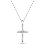 Diamond Cross Necklace with 0.50ct G/SI Diamonds in 9K White Gold - All Diamond