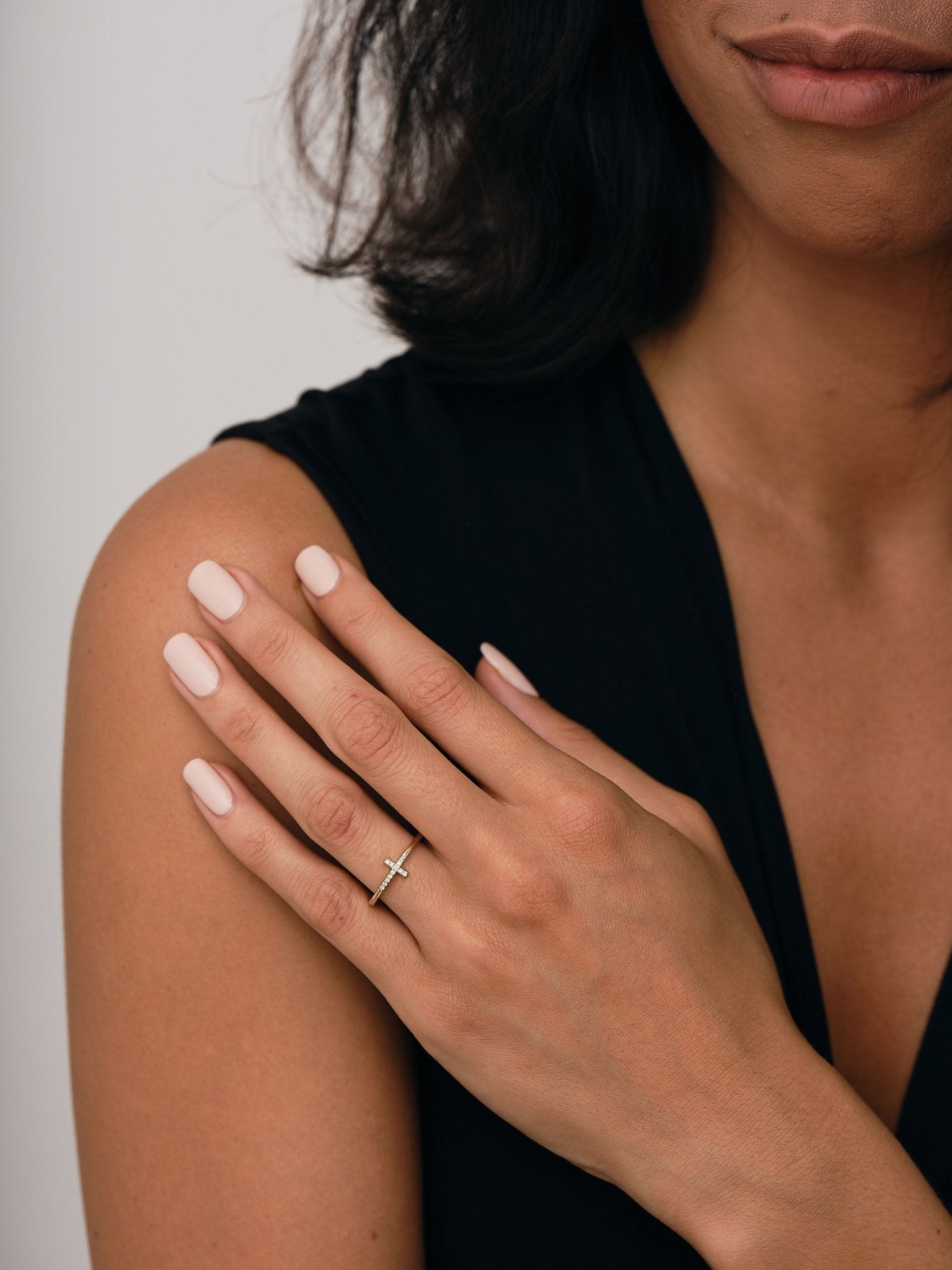 Diamond Cross Ring 0.06ct G/SI Quality in 9k Yellow Gold - All Diamond