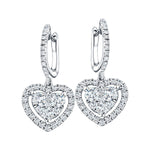 Diamond Drop Heart Earrings 0.80ct G/SI Quality 18k White Gold - All Diamond