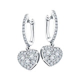 Diamond Drop Heart Earrings 0.90ct G/SI Quality 18k White Gold - All Diamond