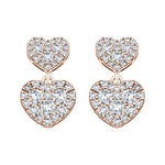 Diamond Drop Heart Earrings 1.05ct G/SI Quality in 18k Rose Gold - All Diamond