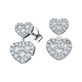 Diamond Drop Heart Earrings 1.05ct G/SI Quality in 18k White Gold - All Diamond