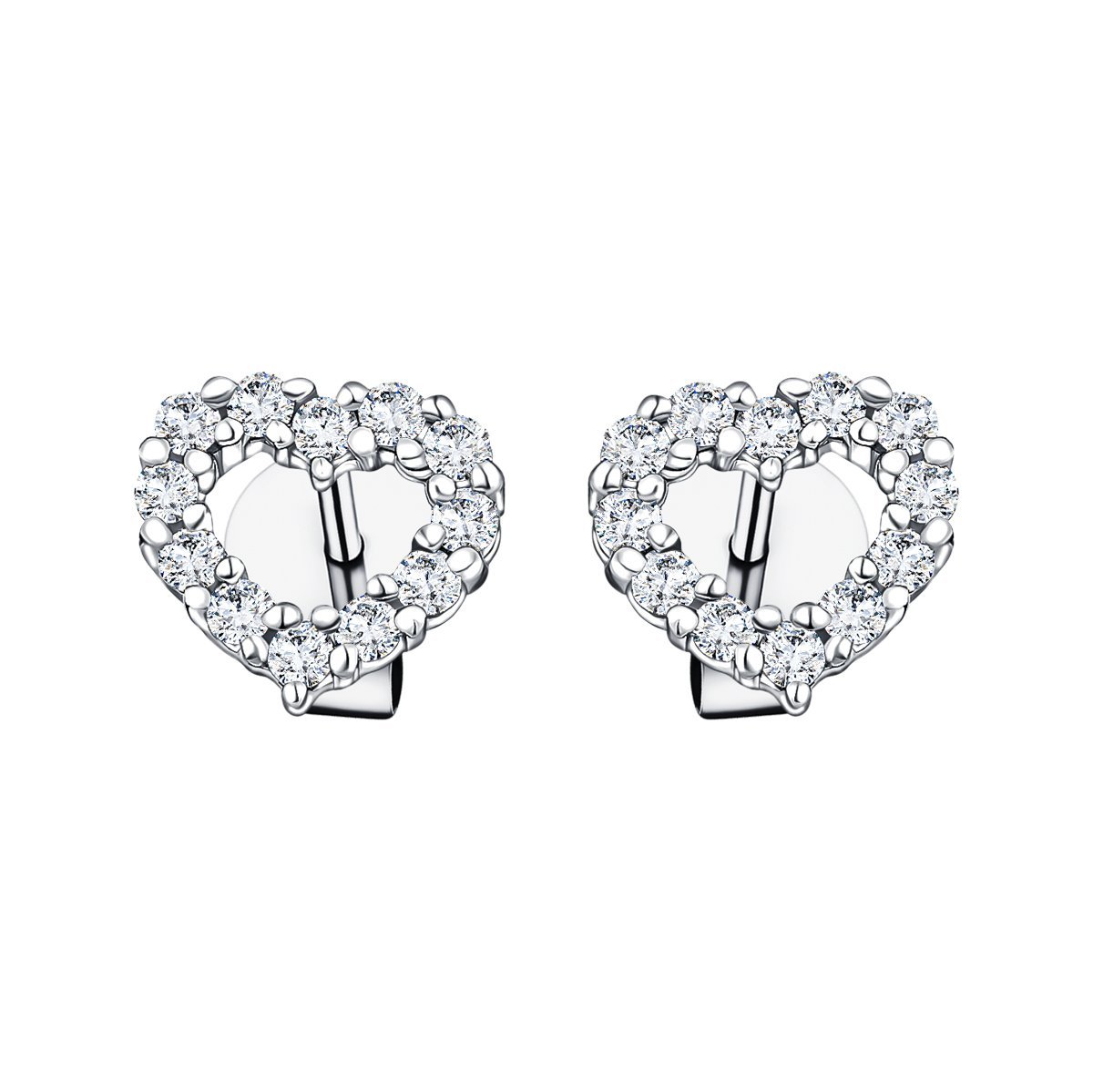 Diamond Heart Earrings 0.33ct G/SI Quality in 18k White Gold - All Diamond