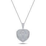 Diamond Heart Pendant Necklace 1.45ct G/SI Quality 18k in White Gold - All Diamond