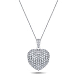 Diamond Heart Pendant Necklace 1.45ct G/SI Quality 18k in White Gold - All Diamond