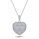 Diamond Heart Pendant Necklace 1.45ct G/SI Quality 18k in White Gold - All Diamond