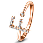 Diamond Initial 'F' Ring 0.10ct Premium Quality in 18k Rose Gold - All Diamond