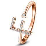 Diamond Initial 'F' Ring 0.10ct Premium Quality in 18k Rose Gold - All Diamond
