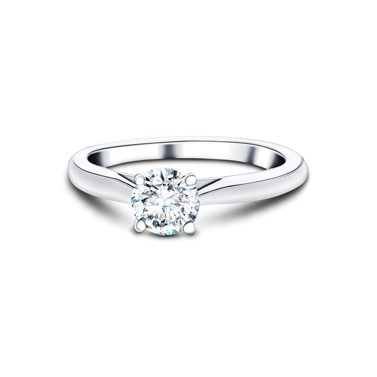 Diamond Solitaire Engagement Ring 0.40ct G/SI Quality 18k White Gold - All Diamond