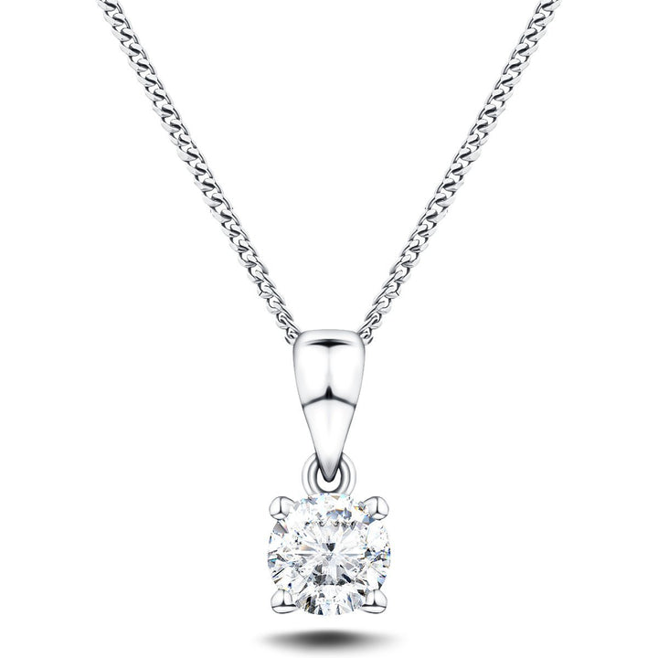 Diamond Solitaire Necklace 0.50ct G/SI in 18k White Gold