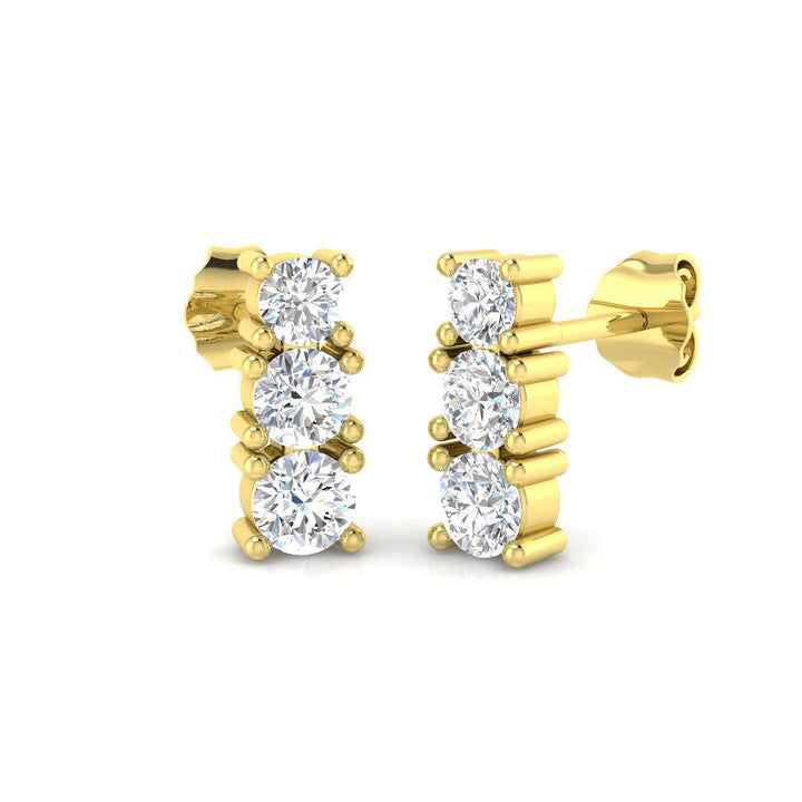 Diamond Trilogy Drop Earrings 1.10ct G/SI Quality in 18k Yellow Gold