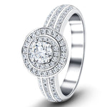 Exclusive Halo Diamond Engagement Ring 0.75ct G/SI 18k White Gold - All Diamond
