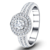 Exclusive Halo Diamond Engagement Ring 0.75ct G/SI 18k White Gold - All Diamond