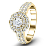 Exclusive Halo Diamond Engagement Ring 0.95ct G/SI 18k Yellow Gold - All Diamond
