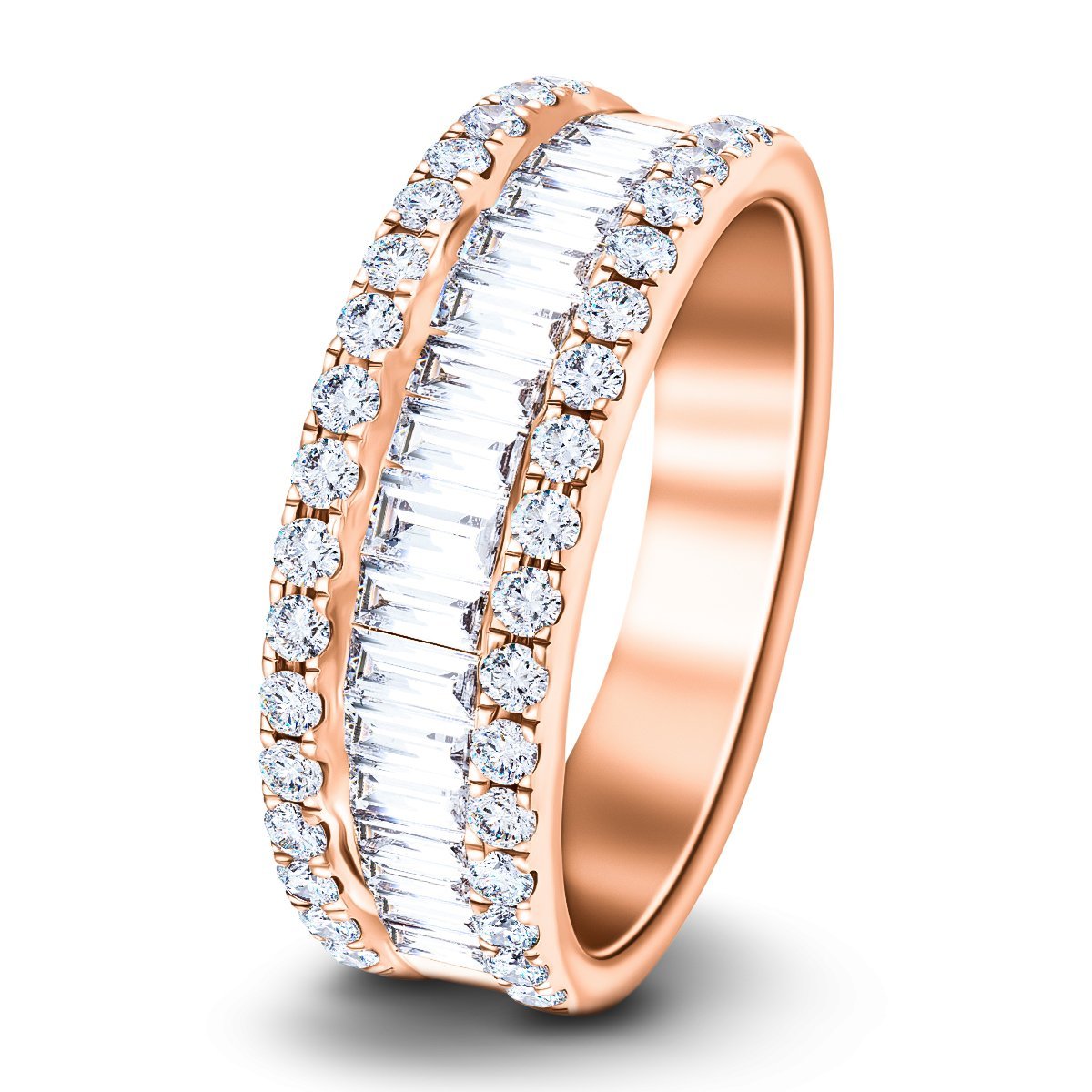 Fancy Diamond Half Eternity Ring 0.90ct G/SI 18k Rose Gold 6.0mm - All Diamond