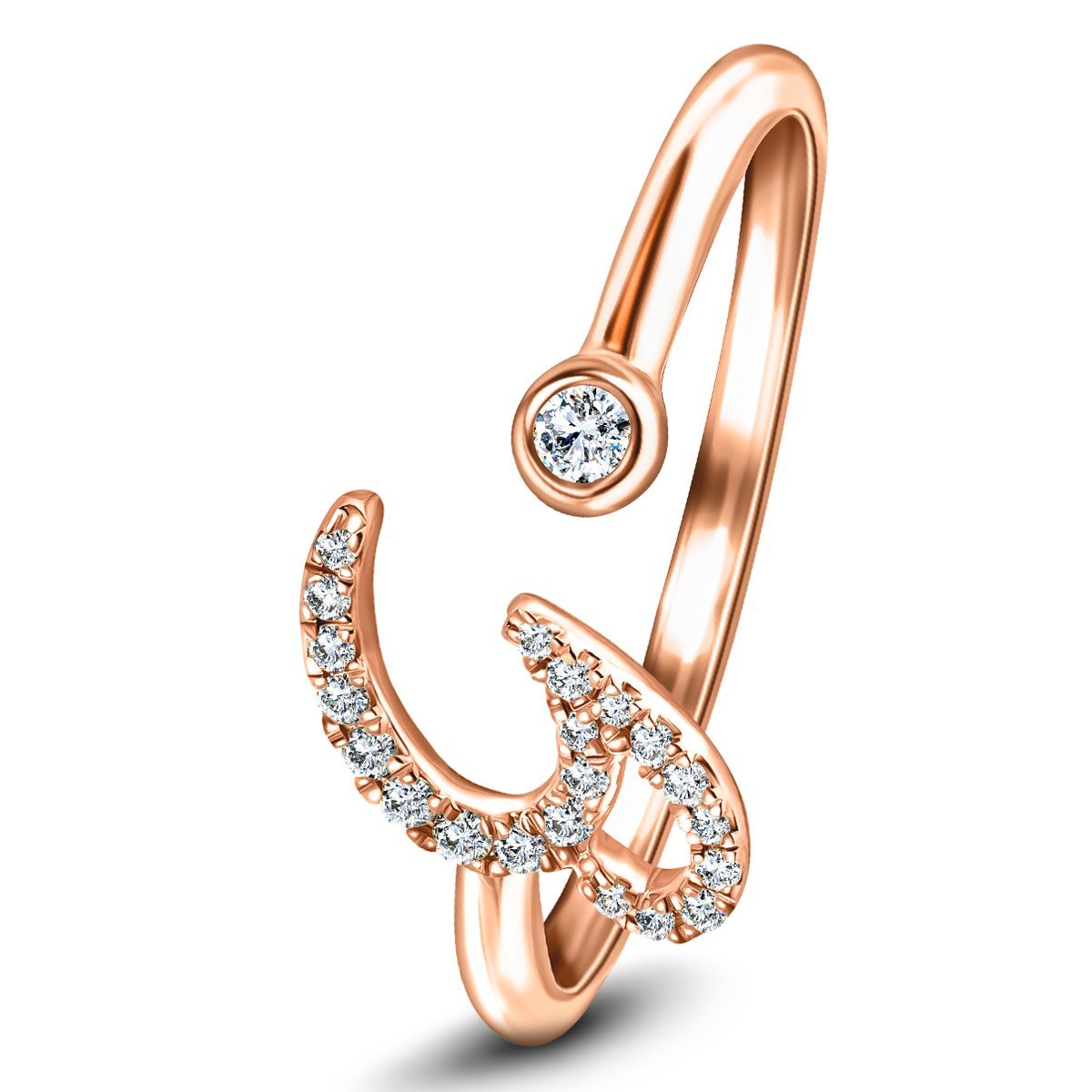 Fancy Diamond Initial 'G' Ring 0.10ct G/SI Quality in 9k Rose Gold - All Diamond