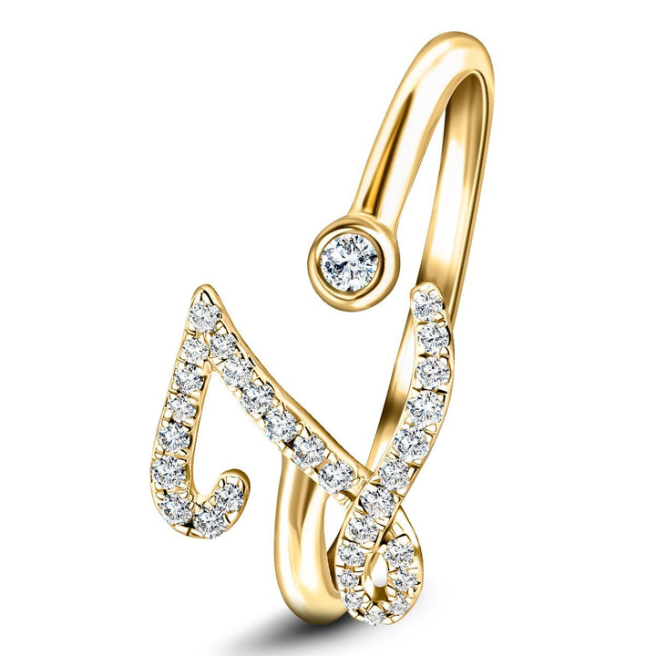Fancy Diamond Initial 'Z' Ring 0.16ct G/SI Quality in 9k Yellow Gold