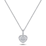 Halo Cluster Heart Necklace 0.40ct G/SI Diamond in 18K White Gold - All Diamond