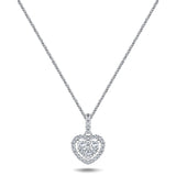 Halo Cluster Heart Necklace 0.40ct G/SI Diamond in 18K White Gold - All Diamond