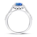 Halo Oval Tanzanite 1.85ct and Diamond 0.41ct Ring in 18K White Gold - All Diamond