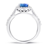 Halo Oval Tanzanite 1.85ct and Diamond 0.41ct Ring in 18K White Gold - All Diamond