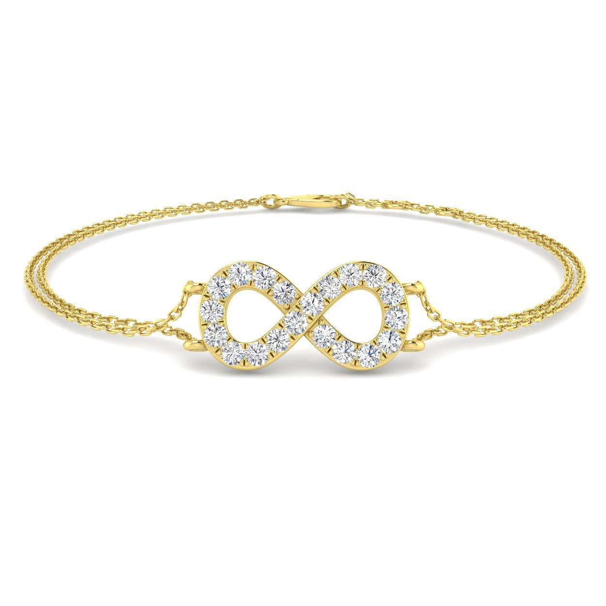 Infinity Diamond Bracelet 0.50ct G/SI Quality in 18k Yellow Gold - All Diamond