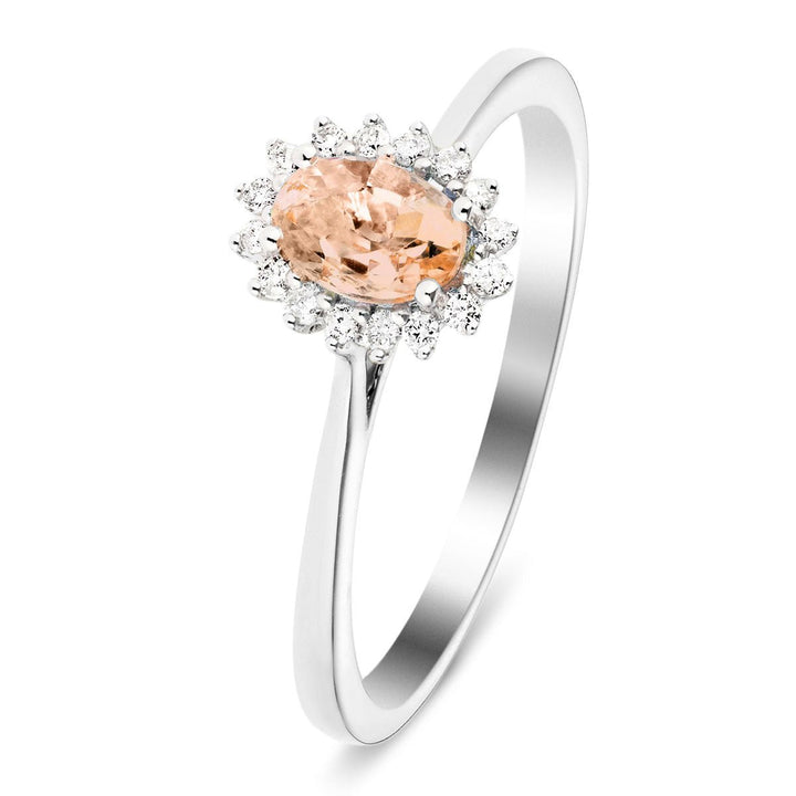 Morganite 0.40ct and Diamond 0.10ct Ring In 9K White Gold