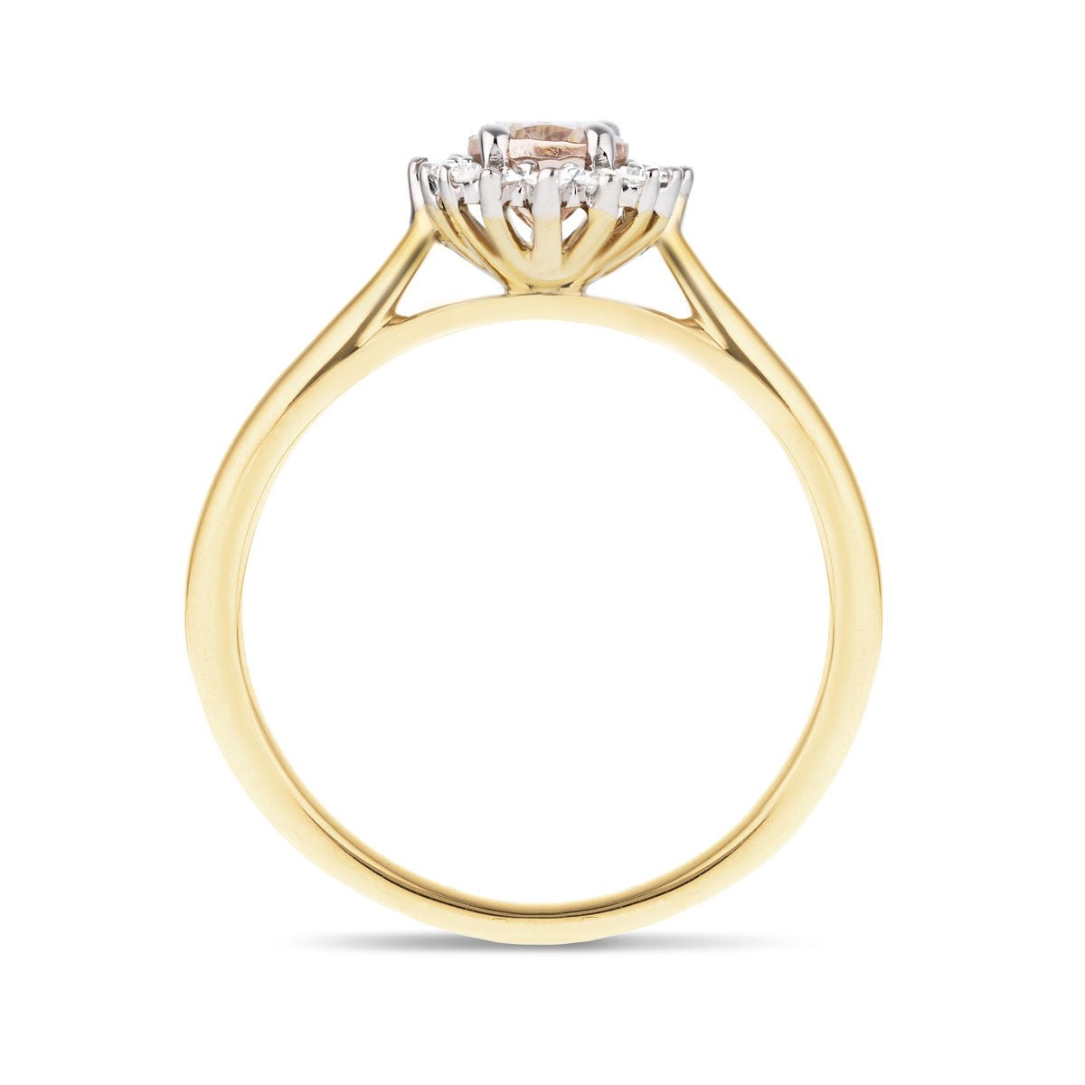 Morganite 0.40ct and Diamond 0.10ct Ring In 9K Yellow Gold - All Diamond