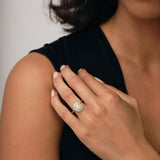 Opal 1.12ct and Diamond 0.52ct Cluster Ring in 9K Yellow Gold - All Diamond