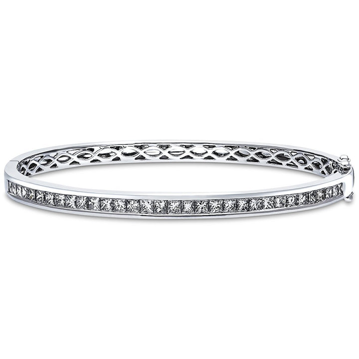 Princess Cut Diamond Bangle 4.00ct G/SI Diamond in 18k White Gold