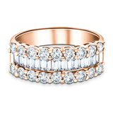 Round & Baguette Diamond Half Eternity Ring 1.50ct 18k Rose Gold 7.0mm - All Diamond