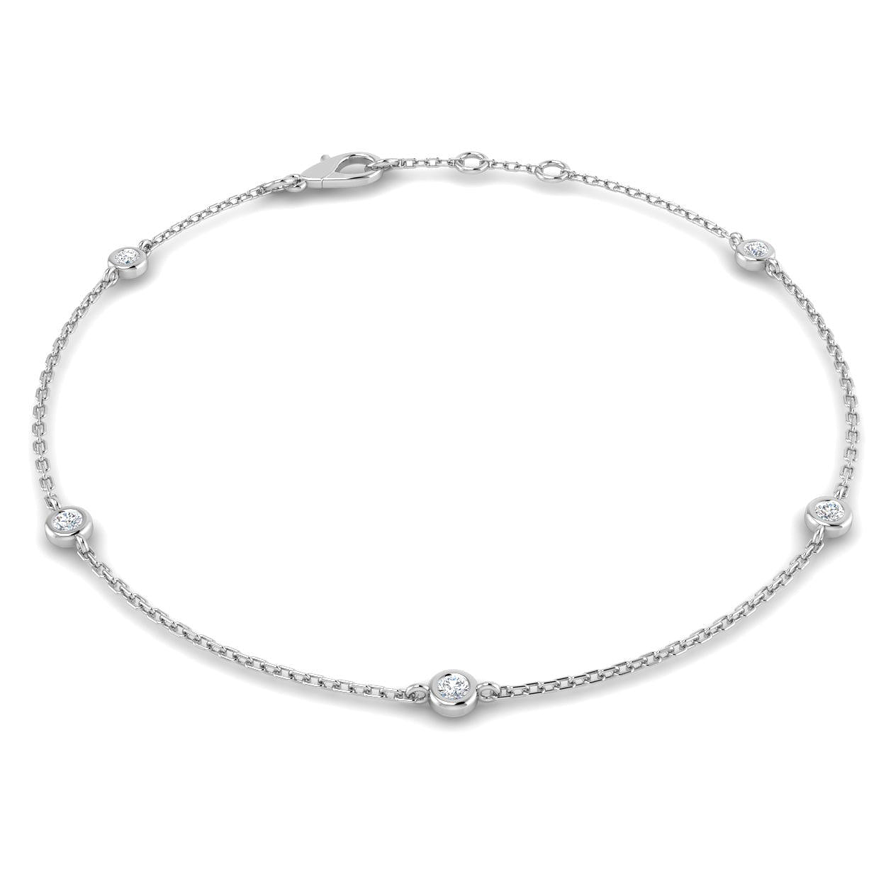 Round Diamond Chain Bracelet 0.12ct G/SI in 18k White Gold - All Diamond