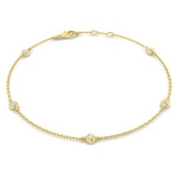 Round Diamond Chain Bracelet 0.12ct G/SI in 18k Yellow Gold - All Diamond