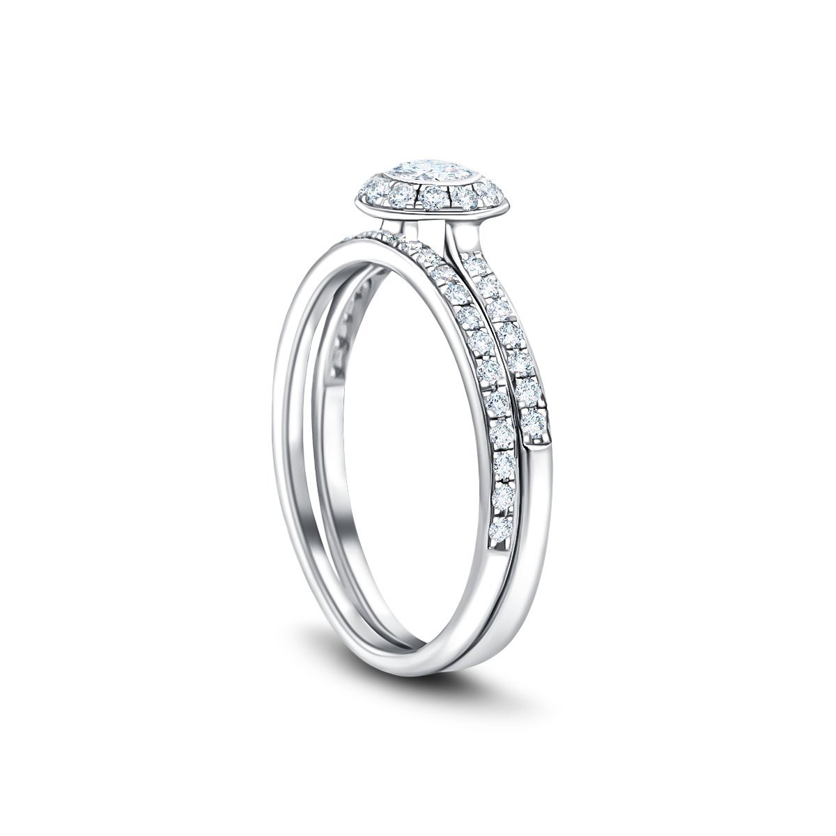 Round Diamond Engagement & Wedding Ring 0.65ct G/SI 18k White Gold - All Diamond