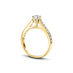 Round Diamond Engagement & Wedding Ring 0.90ct G/SI 18k Yellow Gold - All Diamond