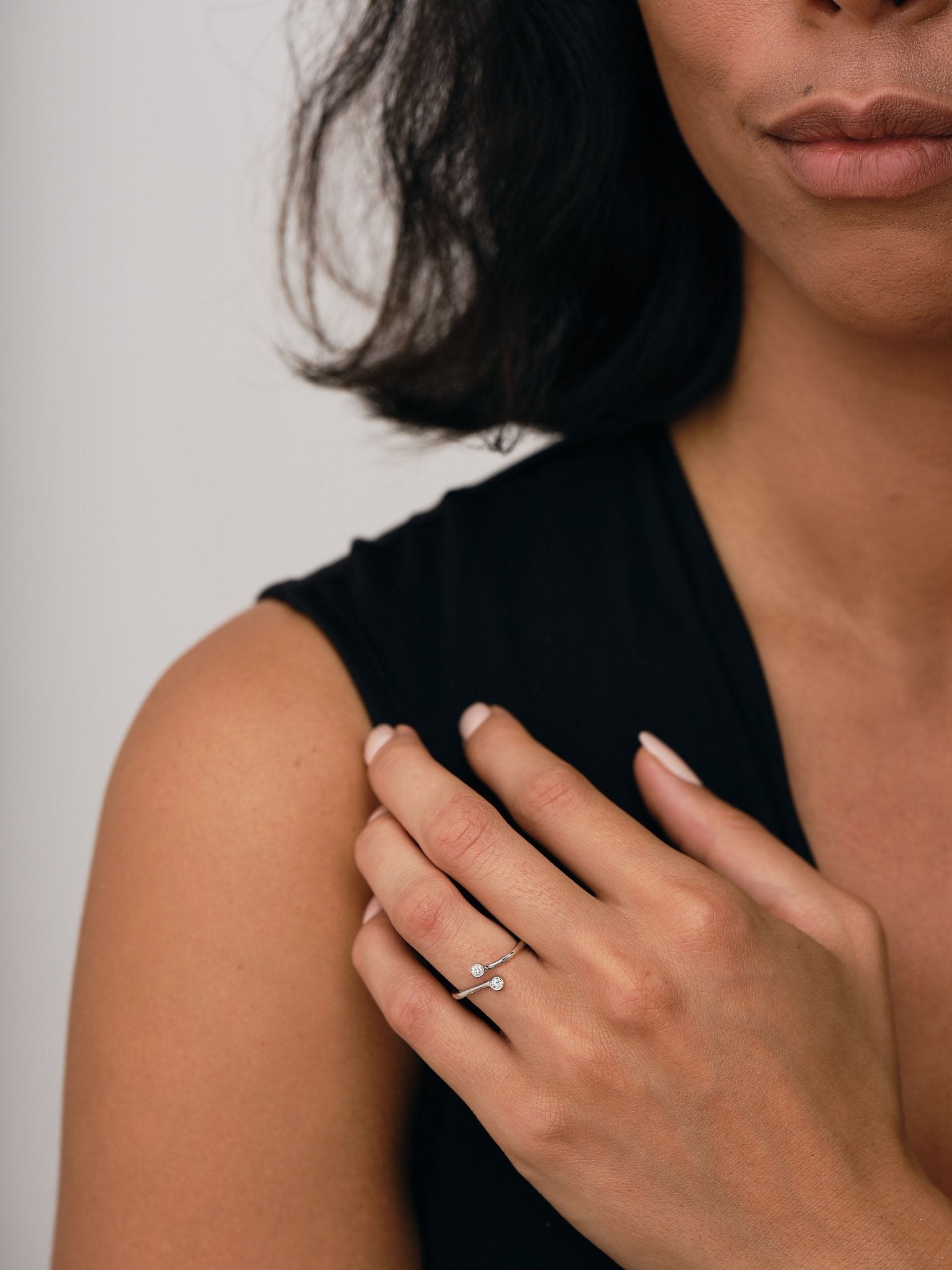 Rub Over Diamond Twist Torque Ring 0.10ct G/SI Quality 9k White White - All Diamond