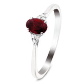 Ruby 0.50ct Diamond 0.04ct Cluster Ring 9k White Gold - All Diamond