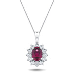 Ruby 1.80ct & 0.70ct G/SI Diamond Necklace in 18k White Gold - All Diamond