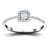 Square Halo Diamond Engagement Ring with 0.25ct G/SI in 18k White Gold - All Diamond