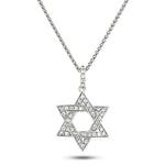 Star of David Diamond Necklace 0.20ct G/SI Quality in 18k White Gold - All Diamond