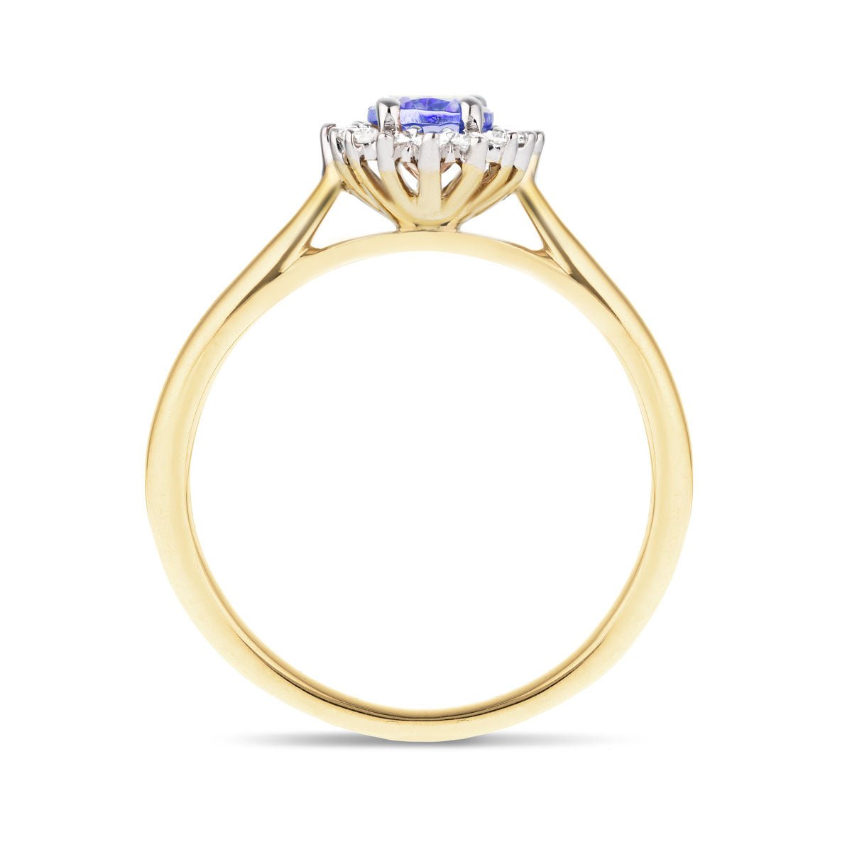 Tanzanite 0.40ct and Diamond 0.10ct Ring In 9K Yellow Gold - All Diamond