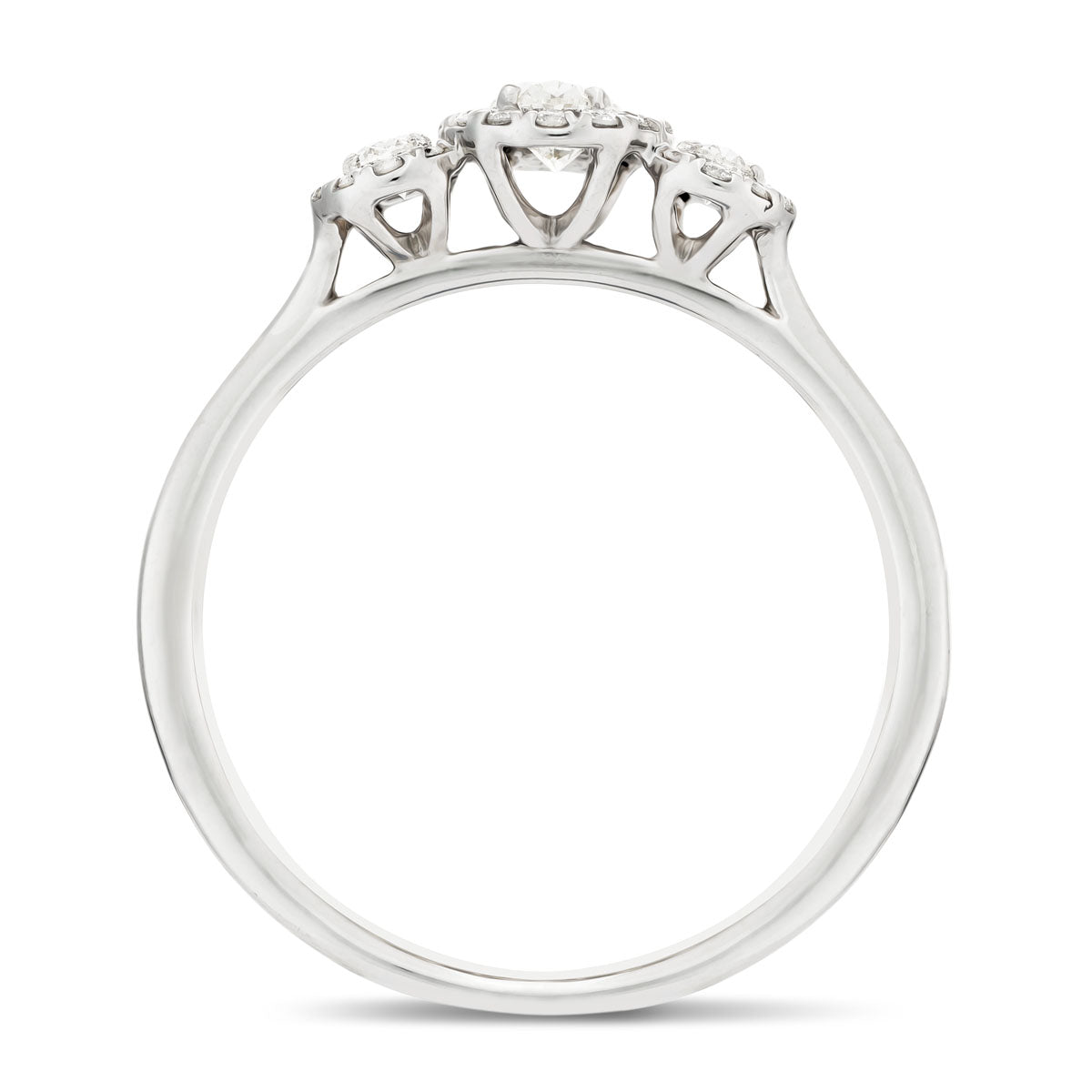 Three Stone Oval Diamond Cluster Engagement Ring 0.45ct G/SI 18k Platinum - All Diamond