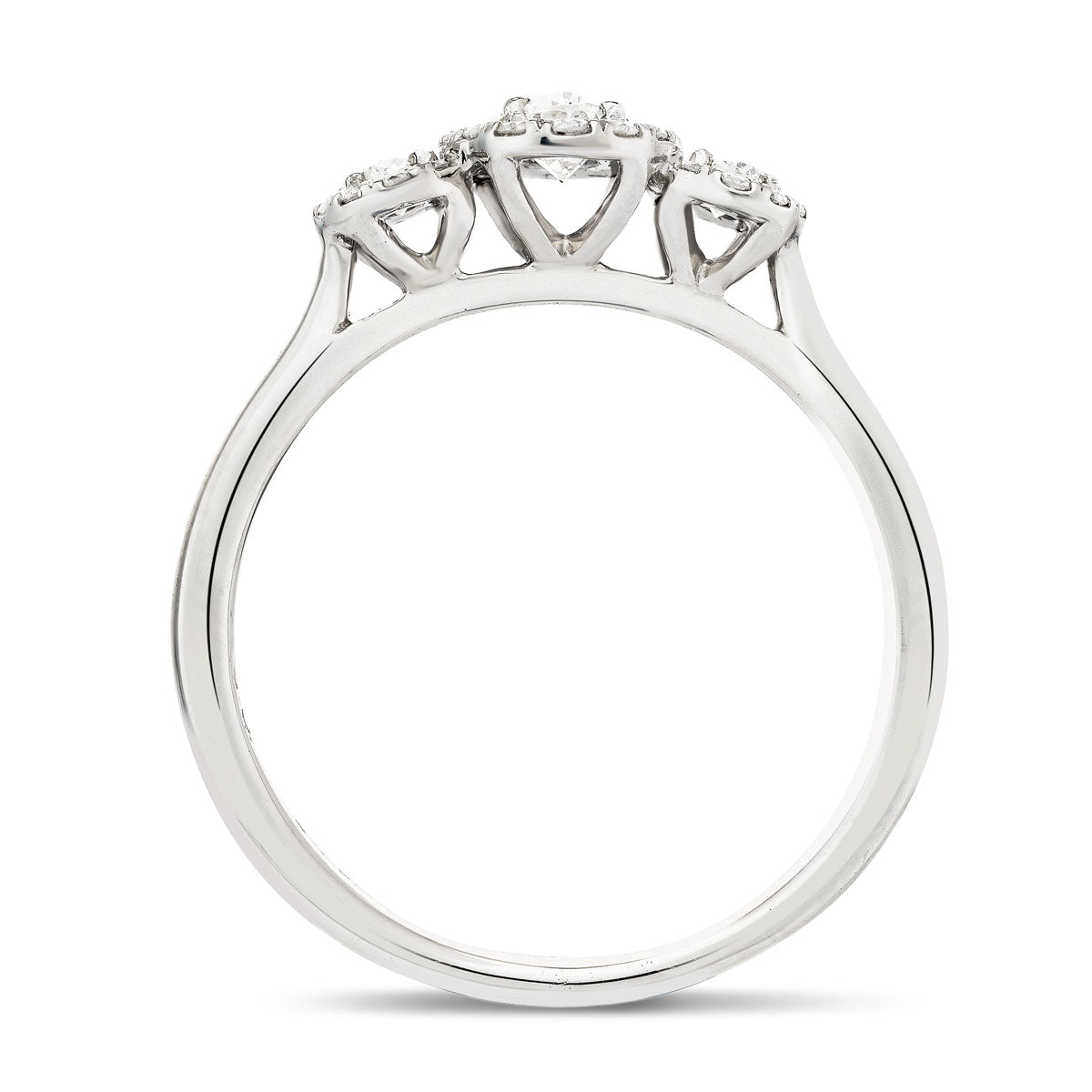 Three Stone Oval Diamond Cluster Engagement Ring 0.55ct G/SI 18k Platinum - All Diamond