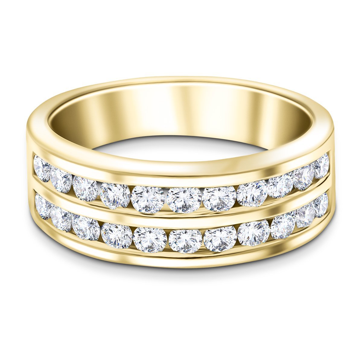 Two-Row Channel Half Eternity Diamond Ring 1.00ct Yellow Gold 6.7mm - All Diamond