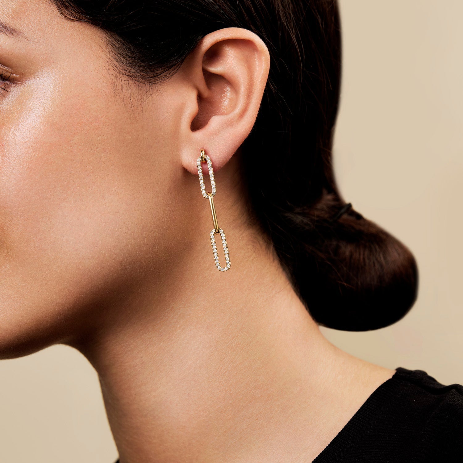 Diamond Paperclip Earrings - All Diamond