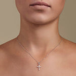 0.25ct Classic Claw Set Diamond Cross Pendant in 18K White Gold - All Diamond