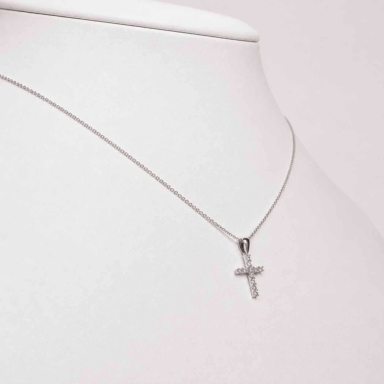 0.25ct Classic Claw Set Diamond Cross Pendant in 9k White Gold - All Diamond