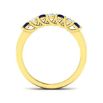 0.35ct Blue Sapphire 0.20ct Diamond Seven Stone Ring 18k Yellow Gold - All Diamond