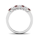 0.35ct Ruby 0.20ct Diamond Seven Stone Ring 18k White Gold - All Diamond