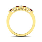 0.35ct Ruby 0.20ct Diamond Seven Stone Ring 18k Yellow Gold - All Diamond